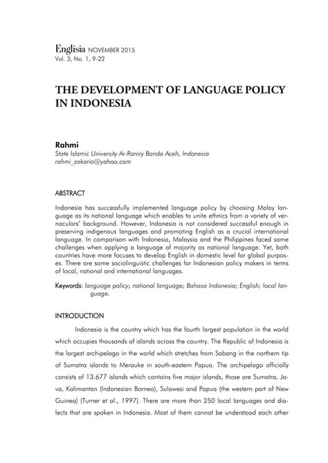 language programs and policies in indonesia